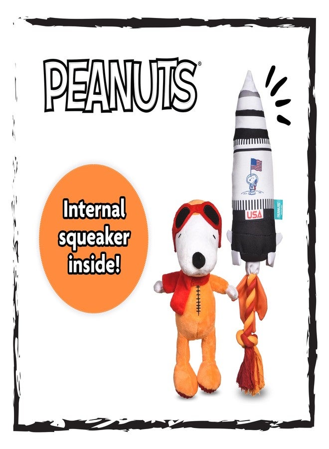 Peanuts for Pets Space Explorer Snoopy Plush and Rocket Ship Rope Tug Dog Toy Set, Squeaky Puppy Toys, Stuffed Animal, Ideal for Dog Birthday, Small and Large Dogs - Image 2
